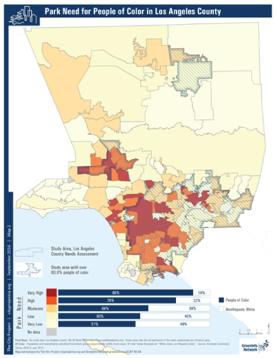 Los Angeles, CA Map: Park Need for People of Color Los Angeles, CA Map: Park Need for People of Color