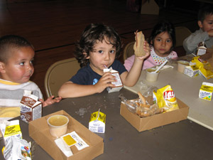 Kids Eating Boxed Lunches Kids Eating Boxed Lunches