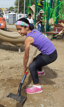 An El Sereno youth helps out at a community build day on the park site. An El Sereno youth helps out at a community build day on the park site.