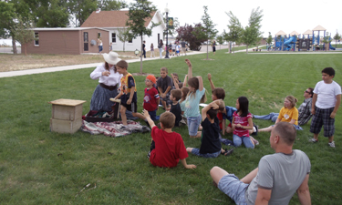 A school program meets near the Boundless playground in Boardwalk Park. A school program meets near the Boundless playground in Boardwalk Park.