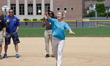 Illinois Rep. Elaine Nekritz (IL-57) throws out the first pitch at Buffalo Grove’s new baseball field at Kilmer Park. Illinois Rep. Elaine Nekritz (IL-57) throws out the first pitch at Buffalo Grove’s new baseball field at Kilmer Park.