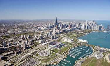 An aerial view of Chicago, Illinois. An aerial view of Chicago, Illinois.