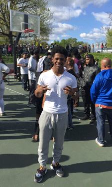 Fifteen-year-old student athlete Lorenzo Simpson spent his time at the Cloverdale block party speaking to youth about non-violence. Fifteen-year-old student athlete Lorenzo Simpson spent his time at the Cloverdale block party speaking to youth about non-violence.