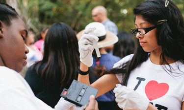 Austin Youth River Watch participants test nitrate levels at Bright Leaf Preserve, a 200-acre nature preserve in central northwest Austin.  Austin Youth River Watch participants test nitrate levels at Bright Leaf Preserve, a 200-acre nature preserve in central northwest Austin.