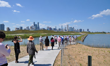 Chicago Innovation Lab attendees explore the newly restored waterfront areas at Northerly Island and pause to take in the magnificent city skyline. Chicago Innovation Lab attendees explore the newly restored waterfront areas at Northerly Island and pause to take in the magnificent city skyline.