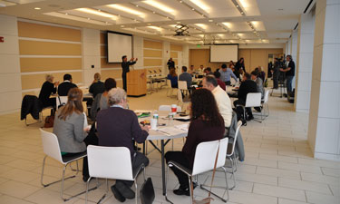 Deputy Mayor for Environmental and Community Resources Mike DiBerardinis addresses Innovation Lab attendees at the Philadelphia Free Library. Deputy Mayor for Environmental and Community Resources Mike DiBerardinis addresses Innovation Lab attendees at the Philadelphia Free Library.