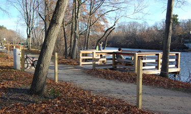 A portion of the Braille Trail and Sensory Garden at the Watertown Riverfront Park — Massachusetts Department of Recreation and Conservation. A portion of the Braille Trail and Sensory Garden at the Watertown Riverfront Park — Massachusetts Department of Recreation and Conservation.