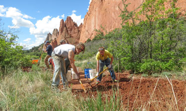 Volunteers, like those shown caring for the Garden of the Gods Park site, became caretakers of various Colorado Springs Parks sites, a commitment that continues despite increased funding.  Volunteers, like those shown caring for the Garden of the Gods Park site, became caretakers of various Colorado Springs Parks sites, a commitment that continues despite increased funding.